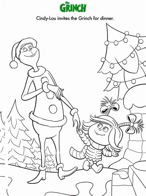 Cindy Lou Invites The Grinch For Dinner Coloring Pages Christmas