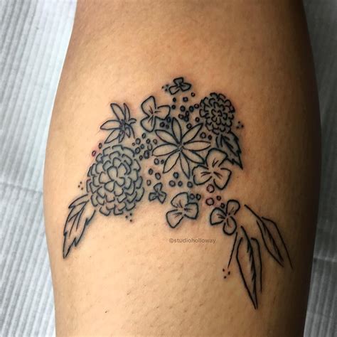 Body Art Tattoo, Tatouage, Wild flower tattoo, calf tattoo, feminine tattoo, mixed flower tattoo ...