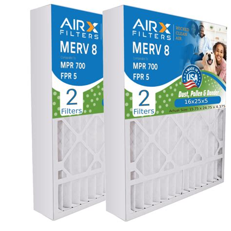 16x25x5 Air Filter Merv 8 Comparable To Mpr 700 And Fpr 5 Compatible With