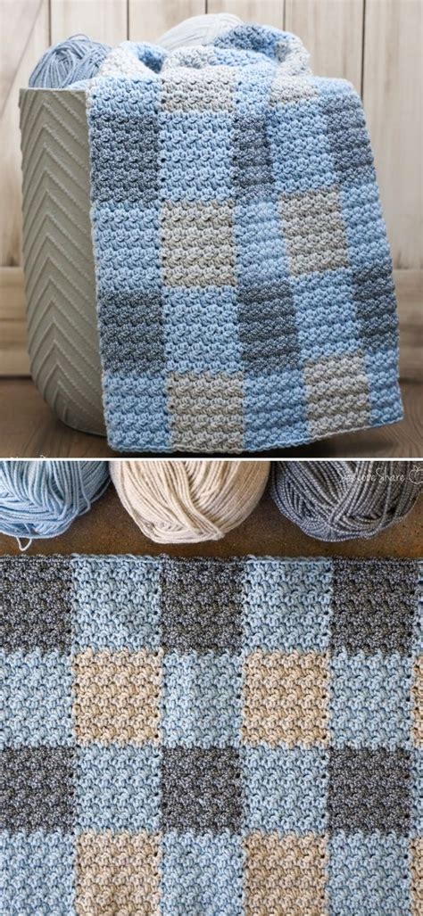 Comfy And Cozy Gingham Crochet Blanket Ideas Pattern Center