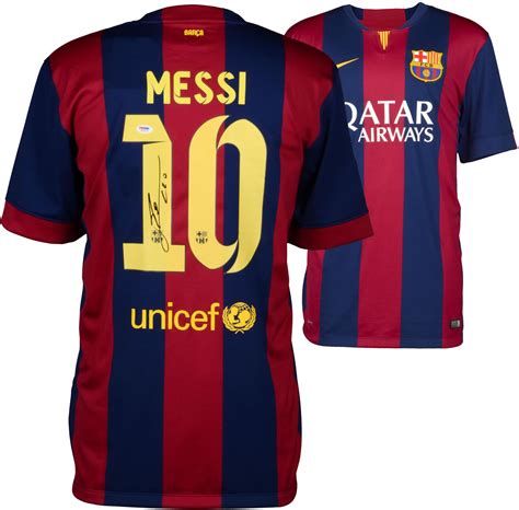 Lionel Messi Barcelona Autographed 2014 15 Home Jersey With Vertical