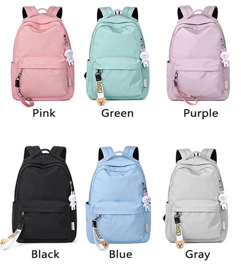 Simple Pure Color Large Preppy Waterproof High School Bag Student