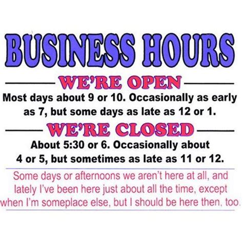 Funny Business Hours Humor And Jokes Picos Pinterest