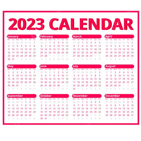 Pink 2023 Calendar Minimalist Style Calendar 2023 Calendar 2023