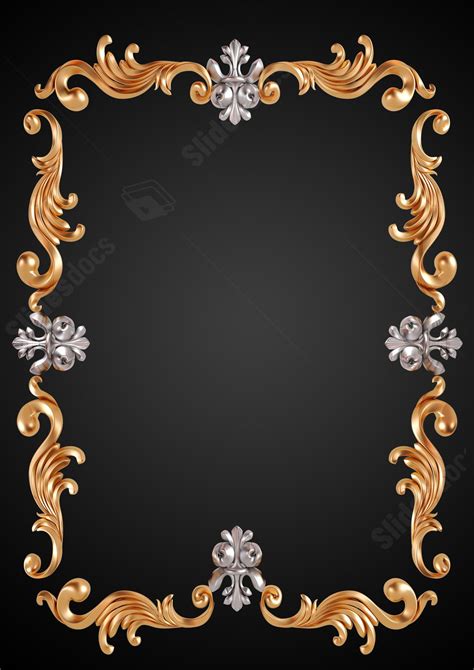 Metallic Golden Frame In 3d Page Border Background Word Template And