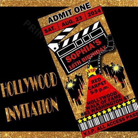 Hollywood Birthday Party Hollywood Invitation Easy To Make All You Have