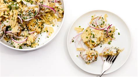 Roasting potatoes for potato salad, rather than boiling them, lends a caramelized sweetness that's offset by a tangy dressing of sour cream, mustard, and shallots. Sour Cream and Onion Potato Salad | Recipe | Sour cream ...
