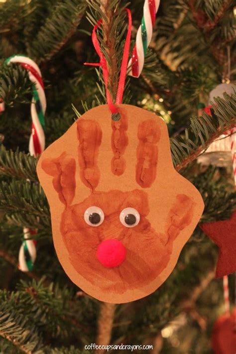 diy reindeer handprint ornament craft  kids coffee