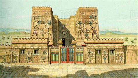 Imaginary Reconstruction Of An Egyptian Palace In Pharaonic Times From