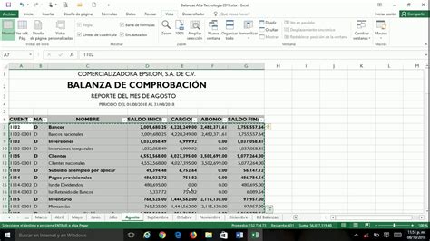 Balanzas De Comprobacion Horizontales Con Excel 2018 Youtube