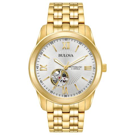 Bulova Mens Gold Tone Stainless Steel Automatic Watch