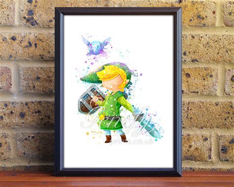 Legend Of Zelda Toon Link Watercolor Art Poster Print Wall Etsy