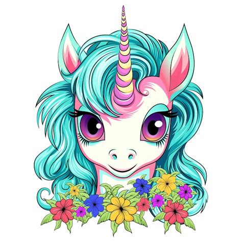 Premium Vector Unicorn With Flowers Cartoon Character Vector Illustration