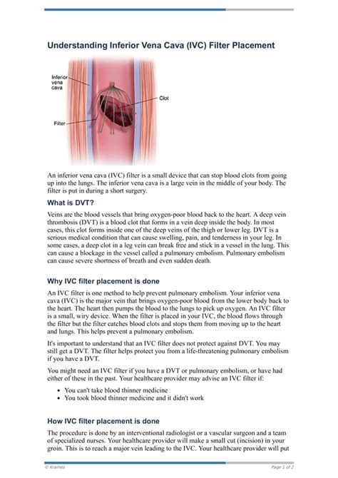 Pdf Understanding Inferior Vena Cava Ivc Filter Placement
