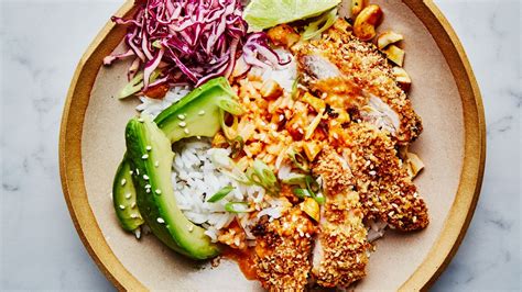 You get our finest chicken, tasty & tender. Gochujang-Ranch Crispy Chicken Bowl Recipe | Bon Appetit