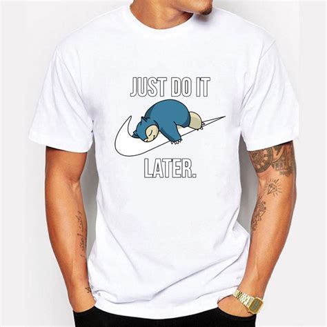 2017 New Fashion Pokemon Just Do It Later Anime Printed Tee Shirts