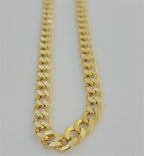 10k Gold Chain 8mm 24 Cuban Curb Link Necklace Real 10kt Yellow Gold