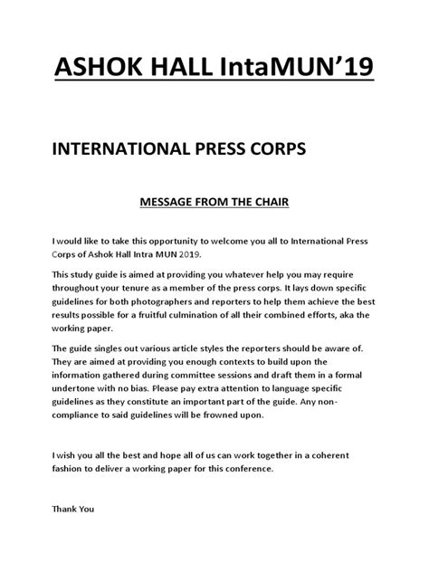 International Press Corps Study Guide Pdf Human Communication