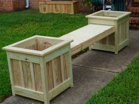 30 Outdoor Wooden Bench Seat Design Ideas With Planter Box Wooden