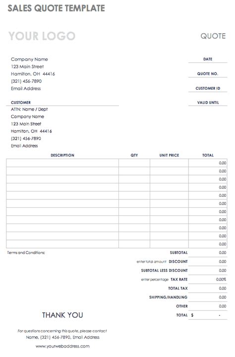Excel Quotation Template Pulp