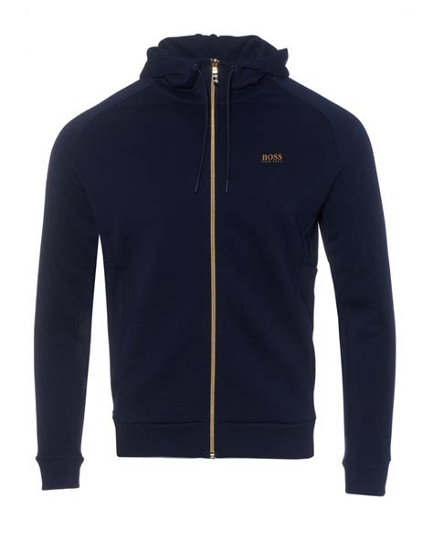 Boss Mens Saggy 1 Colour Block Hoodie Navy Zip Jacket