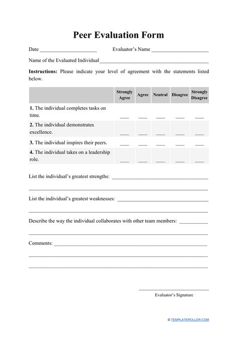 Peer Evaluation Form Fill Out Sign Online And Download Pdf Templateroller