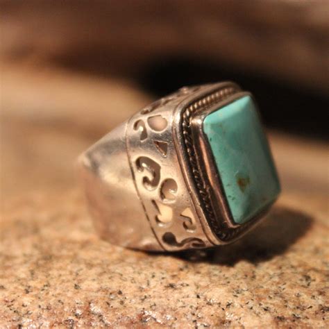 Vintage Large Mens Turquoise Ring Sterling Navajo Native American Heavy 143 Grams Size 6