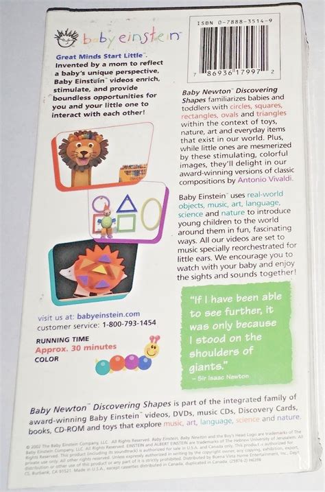 Baby Einstein Baby Newton Discovering Shapes Vhs 2002 New And