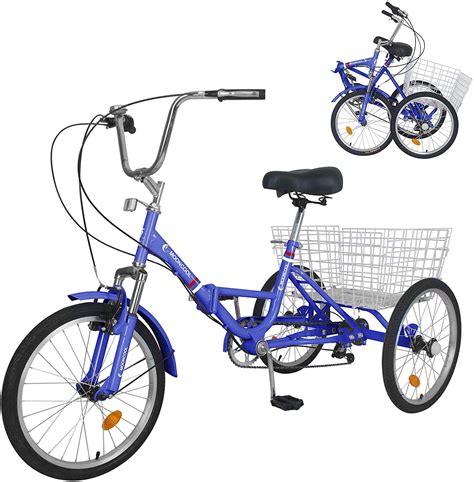 Buy Mooncool Adult Folding Tricycle 7 Speed 24 Inch 3 Wheel Bike Blue