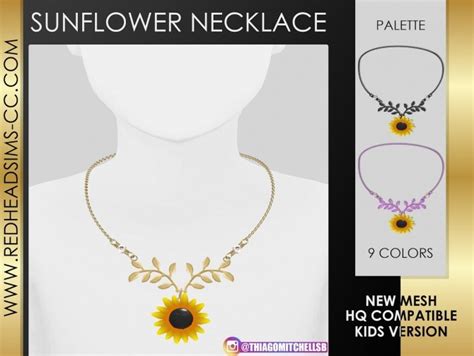 Sunflower Necklace By Thiago Mitchell At Redheadsims The Sims 4 Catalog