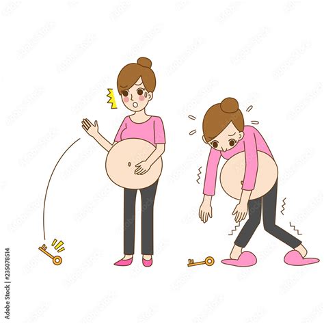 Pregnant Women Cute Cartoon Character Having A Baby Birthmom Kid