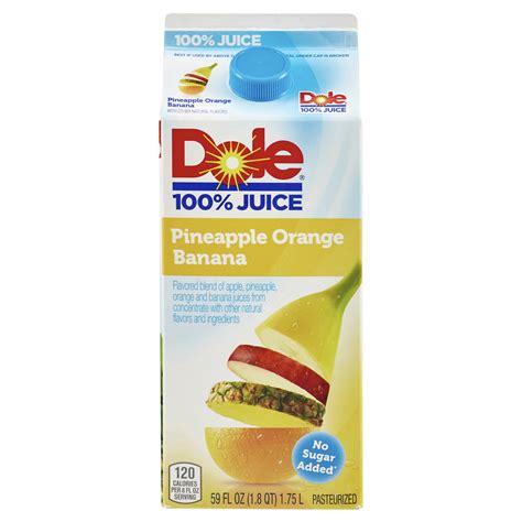 Dole 100 Juice Blend Pineapple Orange Banana Flavored 59 Fl Oz Carton