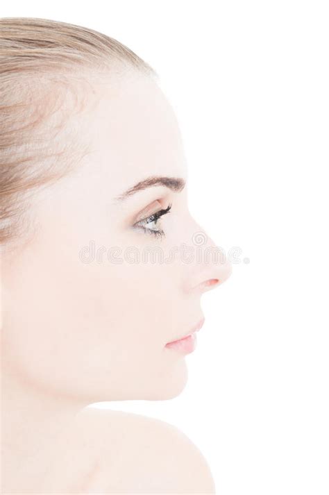 Side View Of Woman Head On White Copy Space Stock Image Image Of