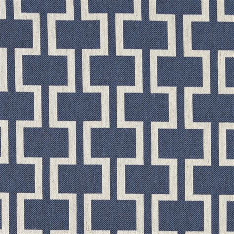 Blue And Off White Contemporary Geometric Is Upholstery Fabric By