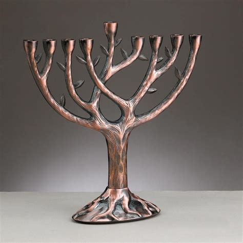 Jewish Ts Tree Of Life In Copper Finish Menorah For Hanukkah