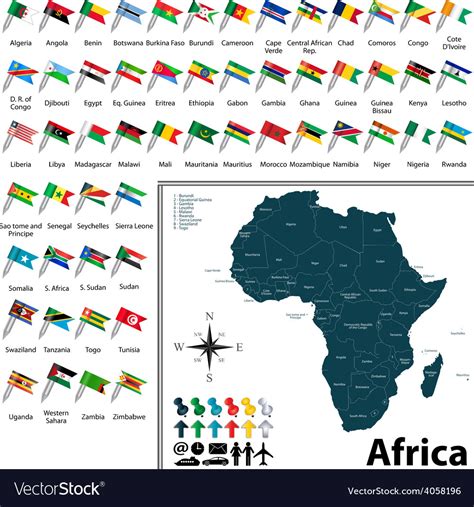 African Political Map With Flags Royalty Free Vector Image