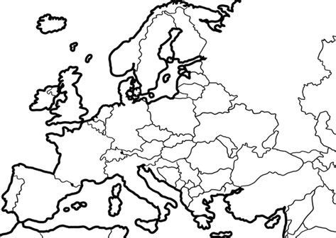World map blank with countries border copy printable outline. europakarte zum ausmalen grundschule - 1Ausmalbilder.com