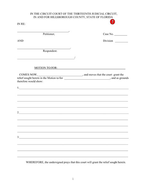 Complete Printable Blank Court Motion Form Template Free