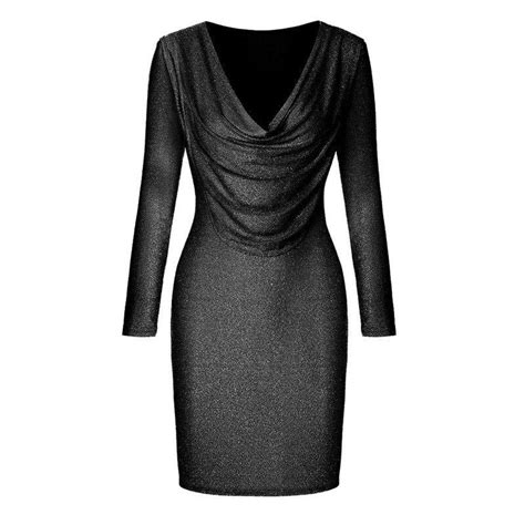Buy Sexy V Neck Shiny Bodysuit Dress Women Casual Long Sleeve Slim Club Glitter Party Winter