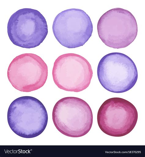 Watercolor Purple Violet Circles Set Royalty Free Vector