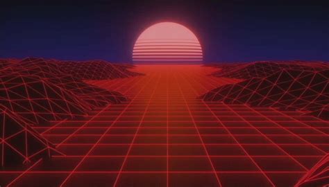 Download Red Retro 80s Aesthetic Sunset Wallpaper