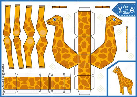 Craft Cut And Glue Paper A Giraffe Create 3d Animals Toy Children