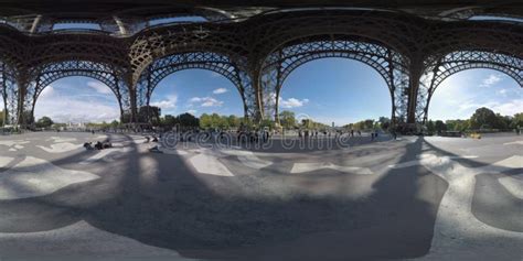 360 Vr View From Underneath The Eiffel Tower In Paris France Editorial