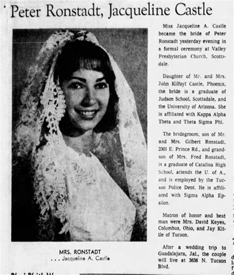 Peter Ronstadt Jacqueline Castle Wedding Marriage 1964 Tucson