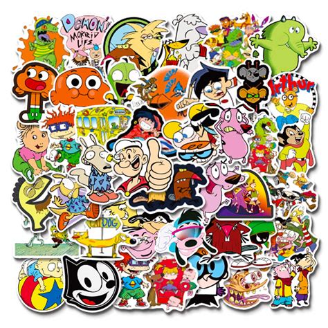 buy 90s cartoon stickers 50 pcs vinyl waterproof stickers for laptop bumper skateboard water