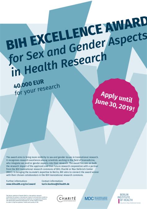 Call Bih Excellence Award For Sex And Gender Aspects In Health