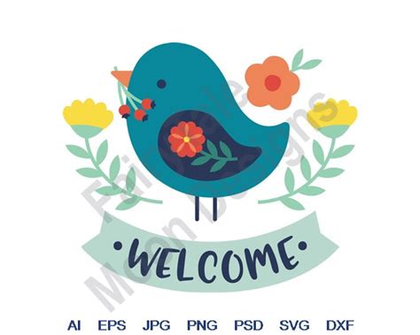 Welcome Svg Dxf Eps Png  Vector Art Clipart Cut Etsy