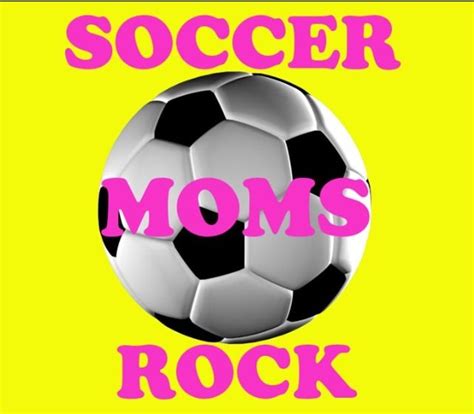 a soccer ball with the words moms rock in pink and black on a yellow background