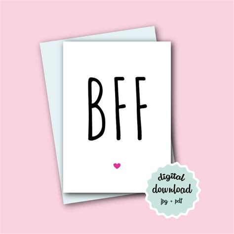 BFF Card PRINTABLE Best Friends Forever Card DOWNLOAD Best Etsy