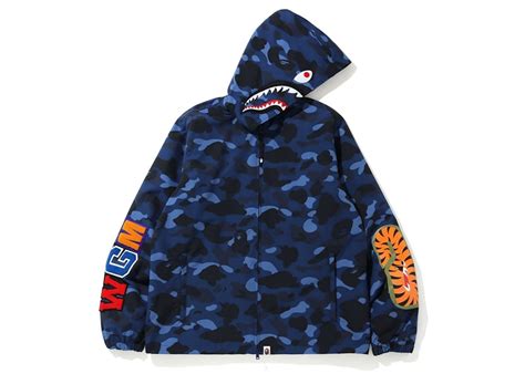 Bape Color Camo Wgm Shark Hoodie Jacket Blue Ss20
